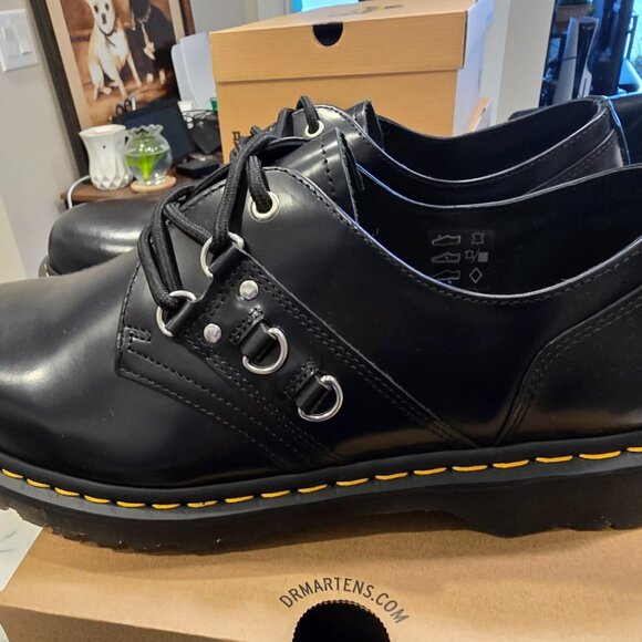 Dr Martens 1461 3-Eye Hardware Oxford Shoes Black Leather Men Size 12 NEW - Picture 5 of 9